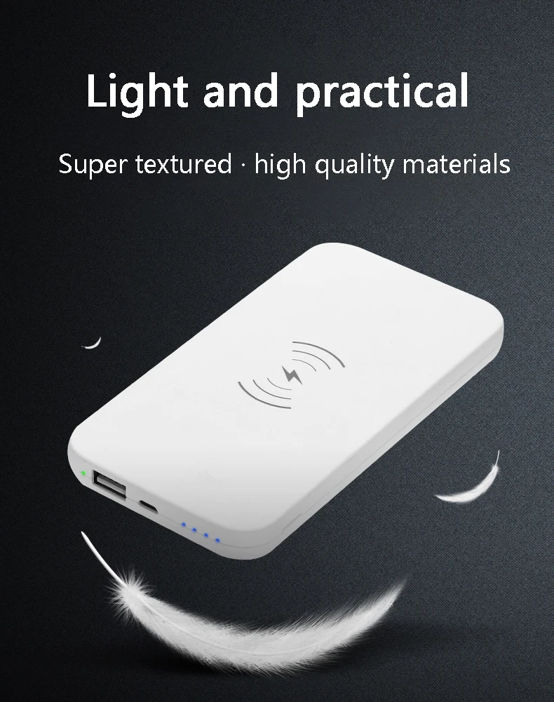 Power bank 10000 мАч qi Беспроводная зарядка сокровище ультра тонкий полимер с