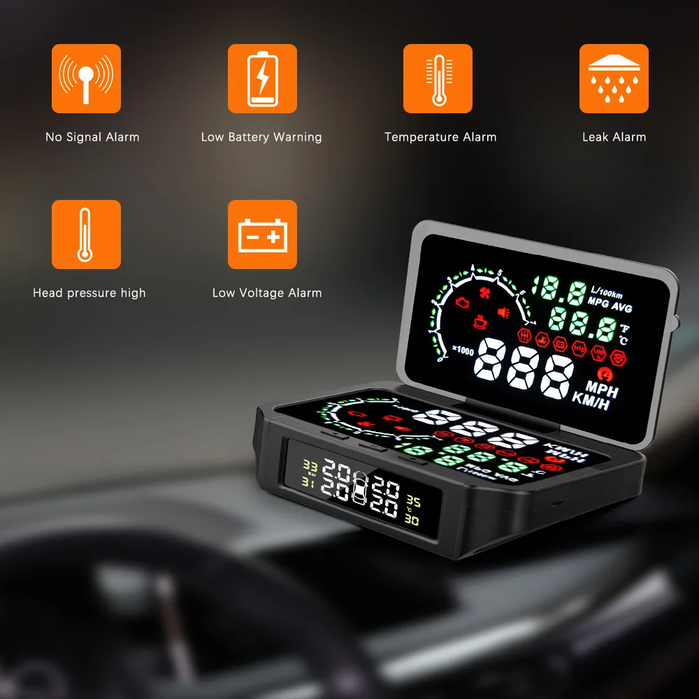 Ancel Улучшенная система контроля давления TPMS с OBD2 автомобильный HUD Дисплей дисплей