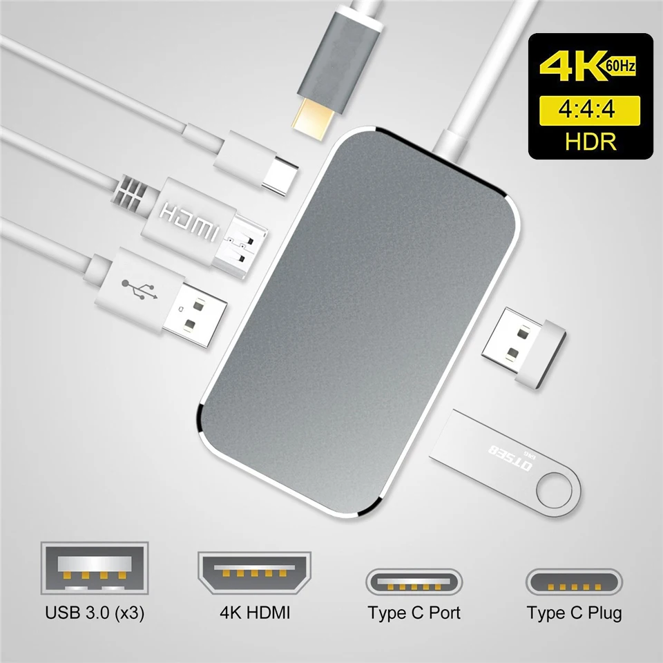 Адаптер USB 2020 Type C на HDMI 3 1 Вт зарядка PD Thunderbolt концентратор для MacBook Samsung Galaxy S9 Huawei P20