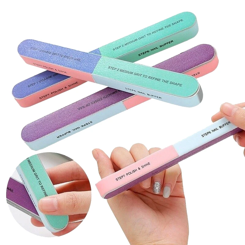 1PC 6 Way Nail File Salon Professional Polishing Sanding Finger Toe Manicure Nail Art Tool For UV Gel