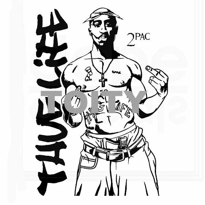 H80cm x W57cm 16 видов конструкций Тупак 2PAC виниловые наклейки рэп хип-хоп Музыка настенные наклейки Спальня Кабинет Бар Декорирование Интерьера дома американский поп-звезда росписи - Цвет: H80cm x W57cm
