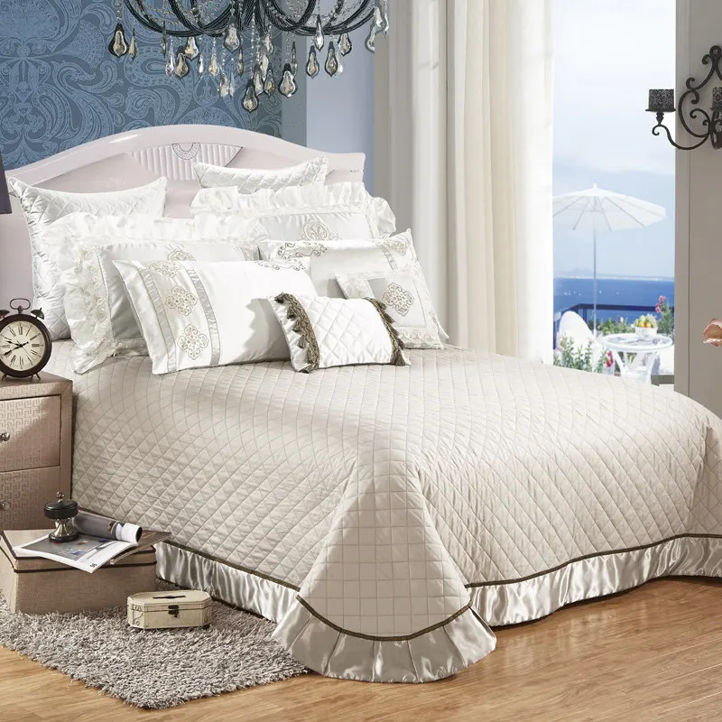 Серебро роскошный Европейский Стиль 11 шт постельные покрывала постельное белье