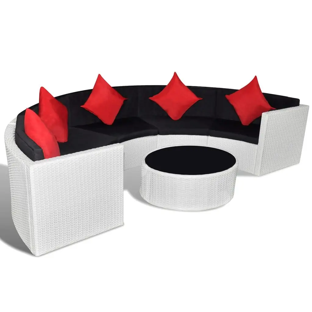 VidaXL Garden Lounge набор полукруглая поли ротанга белый|poly rattan|lounge setgarden lounge |
