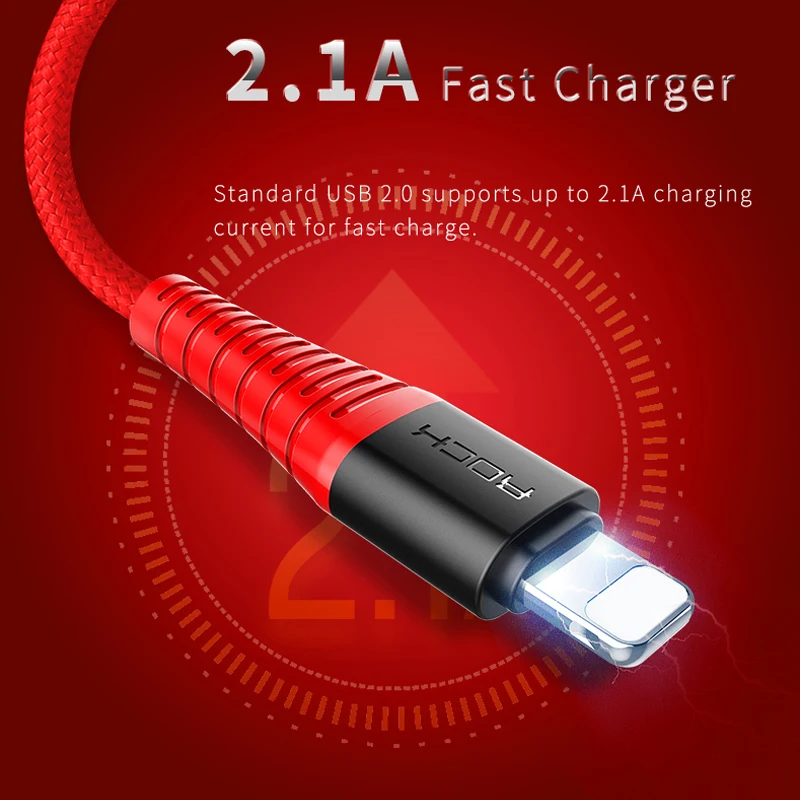 10 Pack ROCK USB Cables for iPhone Charger Phone Cable Type C Data Sync Cord Micro For Xiaomi Samsung Huawei | Мобильные телефоны и