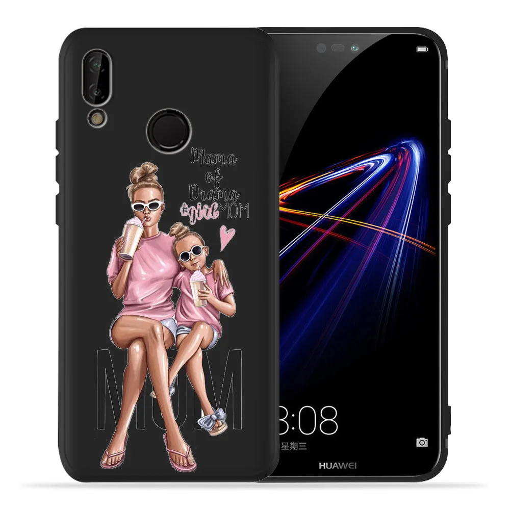 Для Huawei honor 8 lite чехол для телефона мамы и дочки Черный силиконовый из ТПУ 8C 8X 9 Lite 10