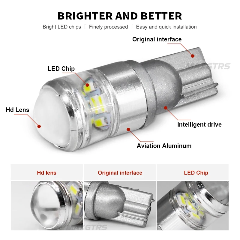 2x T10 высокая яркость 5smd для 3535 10 Вт с проектором объектив Автомобильный светодиодный светильник s W5W 194 168 Авто Светильник лампы, распродажа