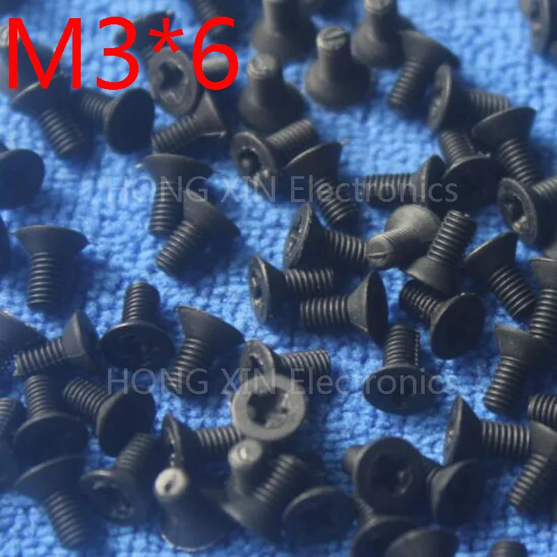 M3 * 6 черный 1 шт. нейлоновый винт Phillips с потайной плоской головкой мм пластиковый