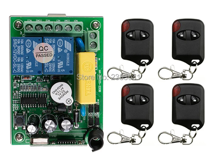 

AC220V 2CH Wireless Remote Control Switch System teleswitch 1*Receiver +4*cat eye Transmitters for Appliances Gate Garage Door