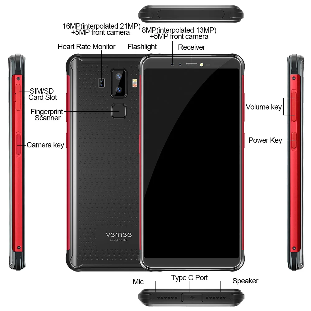 Vernee V2 Pro Android 8 1 мобильный телефон 5 99 ''MT6763 Восьмиядерный 6G Оперативная память 64G