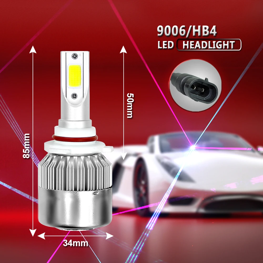 2 C6 автомобильный головной светильник H7 H4 H11 H1 9005 9006 HB2 HB3 12V 110W 6000K 8000LM Turbo