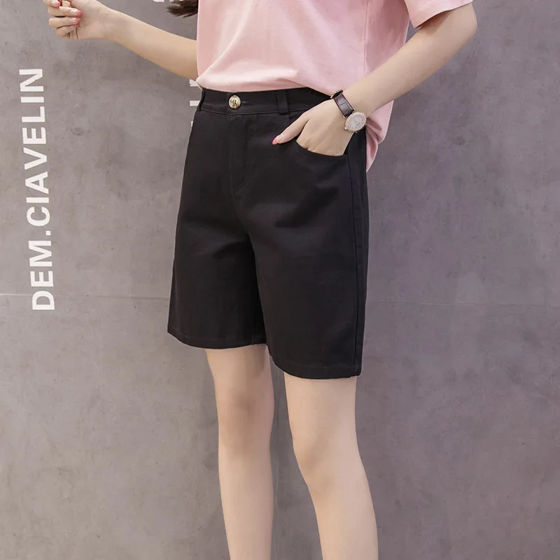 

Cotton Shorts Women High Wide Leg Trendy Harajuku Clothes Womens Summer High Elastic Waist Girl Simple Short Student Elegant