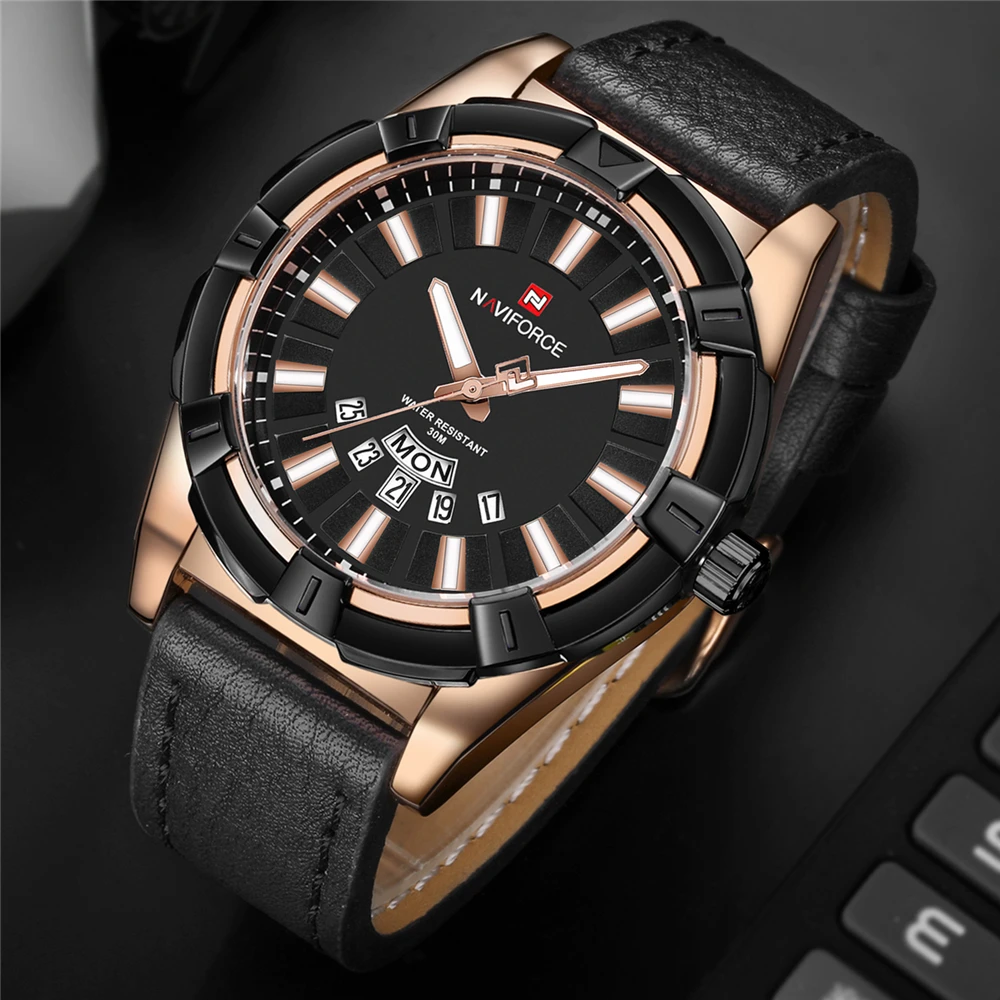 NAVIFORCE мужские часы лучший бренд класса люкс модные повседневные кожаные