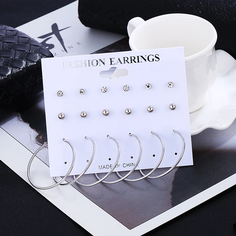 Новинка хит продаж Корейская версия 9 пар серебряные серьги гвоздики с