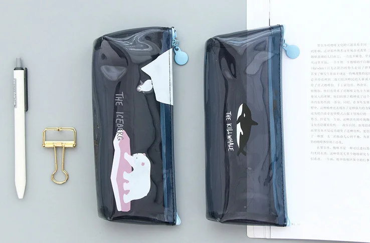 Креативный полупрозрачный пенал из ПВХ с пингвином полярным медведем для детей