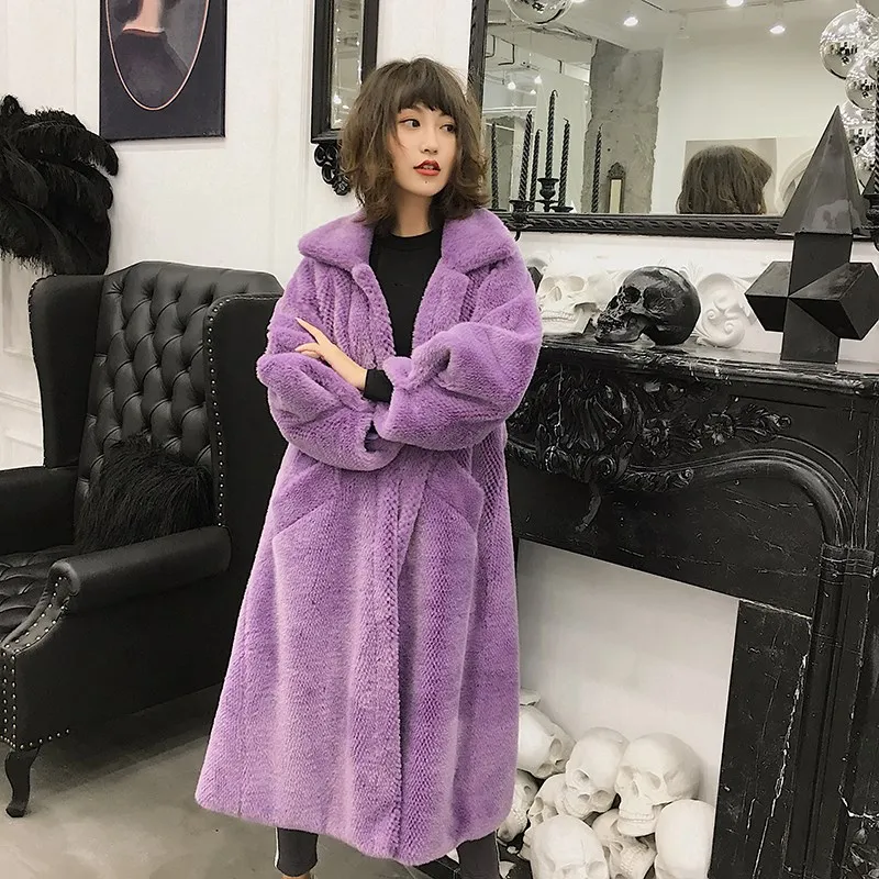 WHITNEY WANG осень зима мода уличная мягкая мохнатая шуба из искусственного меха женское стильное длинное плюшевое пальто Толстое Зимнее пальто