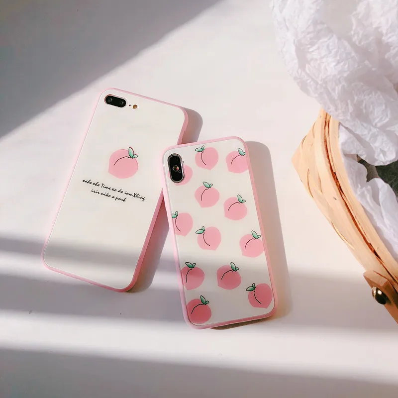 Персик Стекло основа чехол для телефона Apple Xsmax мобильного комплекты iPhone8/7 plus