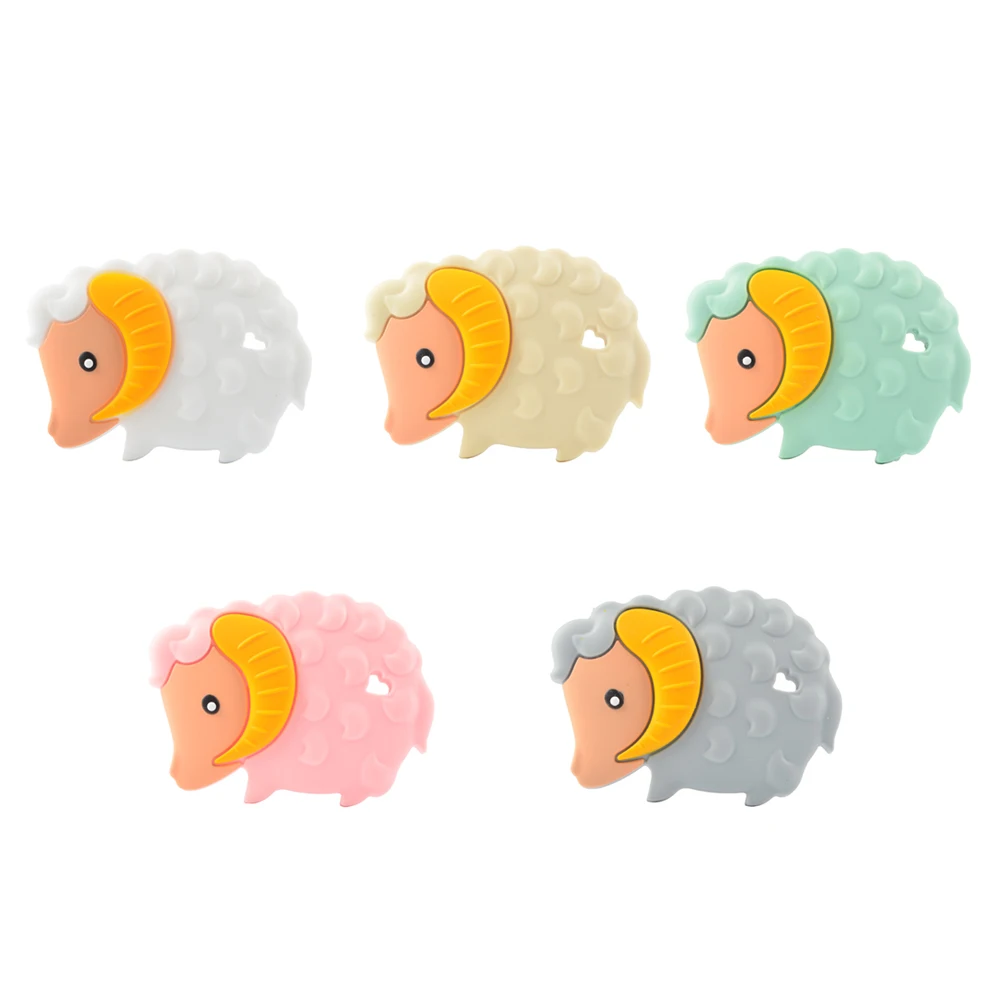 Sheep 5 шт., Детские Прорезыватели, силиконовые, без бисфенола, животные, милая собака, Детские Прорезыватели, игрушки, сделай сам, овцы, жевательные подвески, Детские Прорезыватели, подарок, обезьяна - Цвет: Sheep