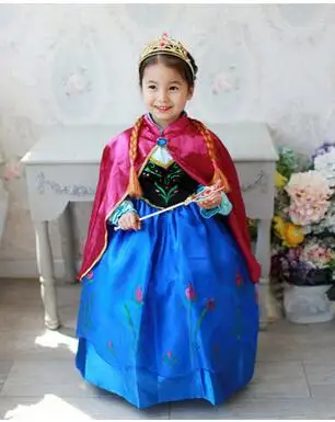 Зеленый Эльза платье девушки костюм для детей снежная королева Cosply цветочные
