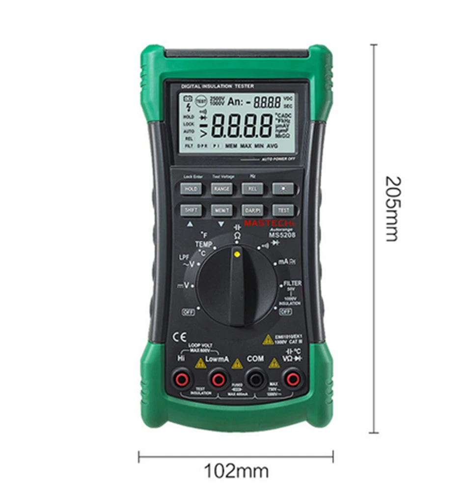 3 в 1 MS5208 6600 графы Цифровой мультиметр + Сопротивление изоляции тестер мегомметром