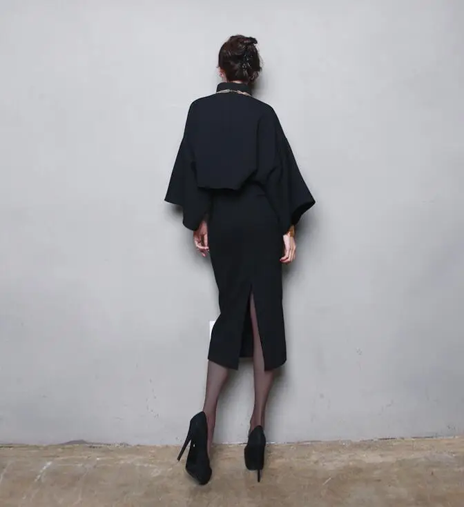 Корейский женский комплект 2 шт. водолазка с длинными рукавами летучая мышь