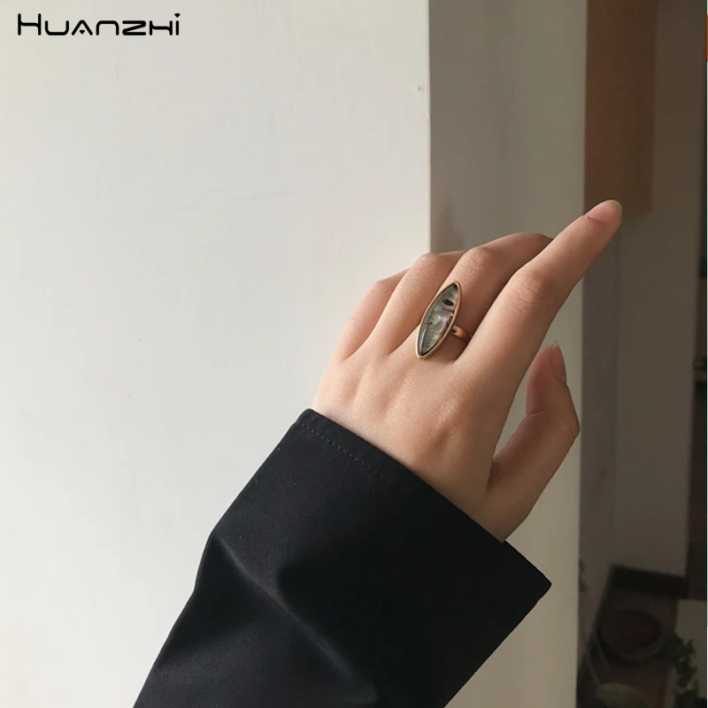 HUANZHI овальные геометрические красочные абалона кольца ракушки простой
