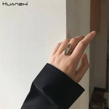 HUANZHI овальные геометрические красочные абалона кольца ракушки