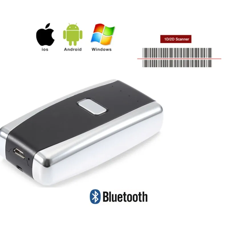 Сканер штрих кода Bluetooth Беспроводной 2D мини Портативный карманный сканер| |