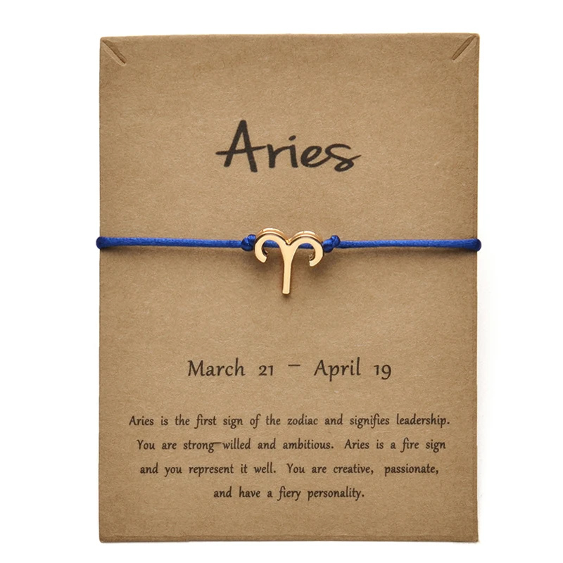 Модные ювелирные изделия 12 созвездия зодиака Овен счастливая веревка браслет