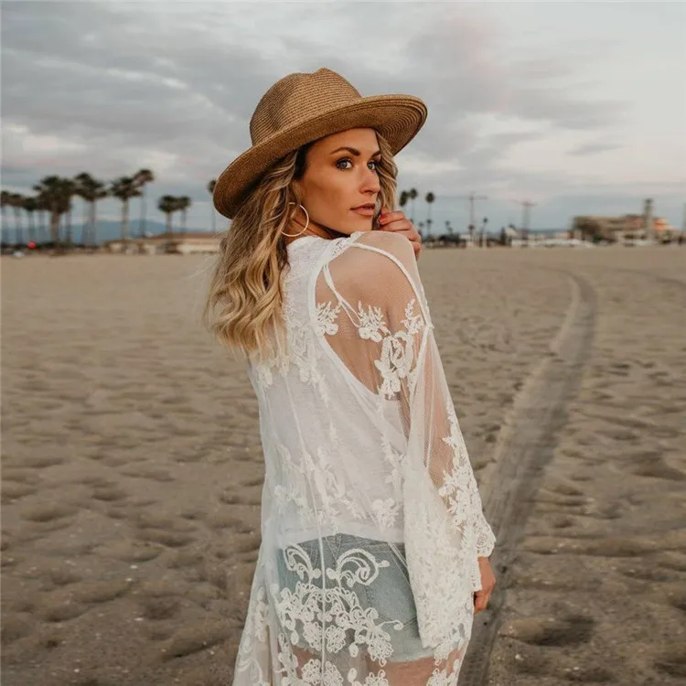 Пляжная накидка с вышивкой Vestido Playa Mujer бикини кафтан пляжный купальный костюм Saida