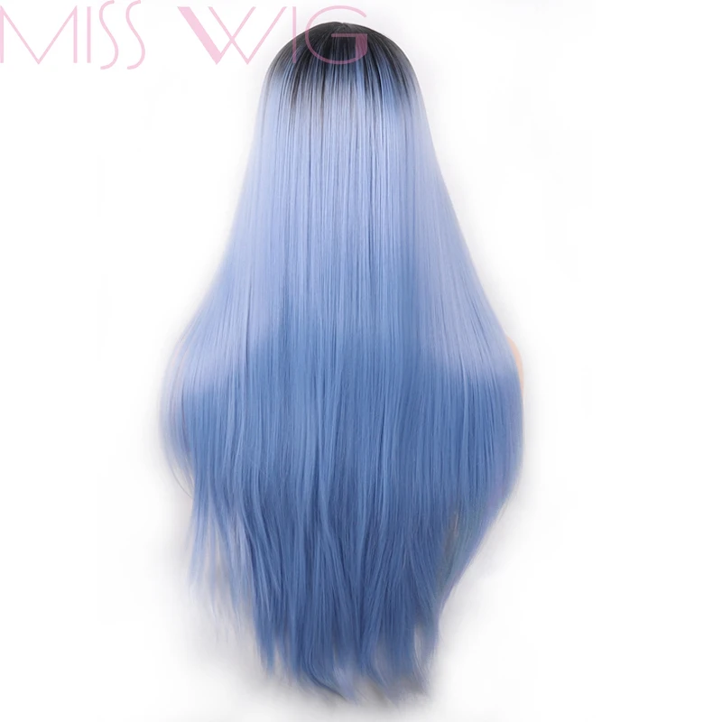 Miss wig Ombre Синий прямой Длинные Синтетические парики для женщин черный красный 24