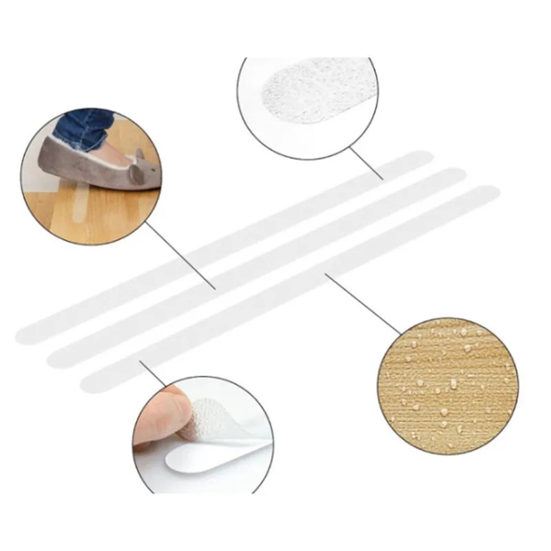 VOGVIGO 5pcs/set Stair Steps Anti-slip Rubber Bathroom Bathtub Transparent Non-slip Stickers with Shower Strip 20*2cm | Дом и сад