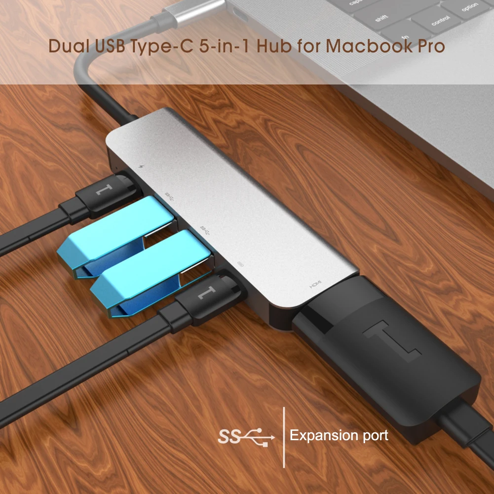 Адаптер USB C HDMI для MacBook Pro 2018/2016/2017 адаптер концентратор Type выход 5 в 1 2 порта 3