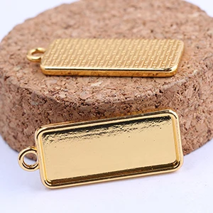 gold plated Reidgaller 10 шт. подходит 10x25 мм черный розовый золотой прямоугольник кабошон основа Подвески Настройки diy пустое обрамление для ювелирных изделий лотки для изготовления ювелирных изделий - Цвет: gold plated