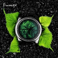 2021 enmex design wristwatch 3d leaf vein creative design stainless steel oil painting face clock fashion quartz clock men watch