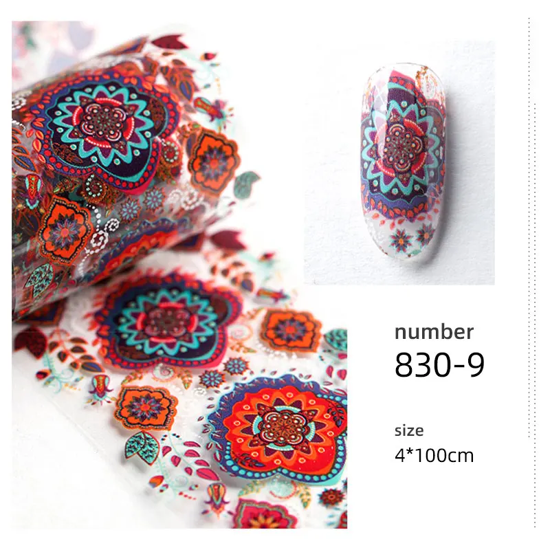 830-9 HNUIX, 10 шт., 4*100 см, цветные наклейки для ногтей, переводная клейкая наклейка, на заказ, с рисунком, слайдер для конверта, лента для украшения маникюра - Цвет: 830-9