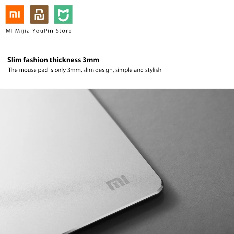 Xiaomi Mi, оригинальные коврики для мыши из металлического алюминиевого сплава, противоскользящий тонкий коврик для мыши, ПК, компьютера, ноутбука, 300*240*3 мм/240*180*3 мм