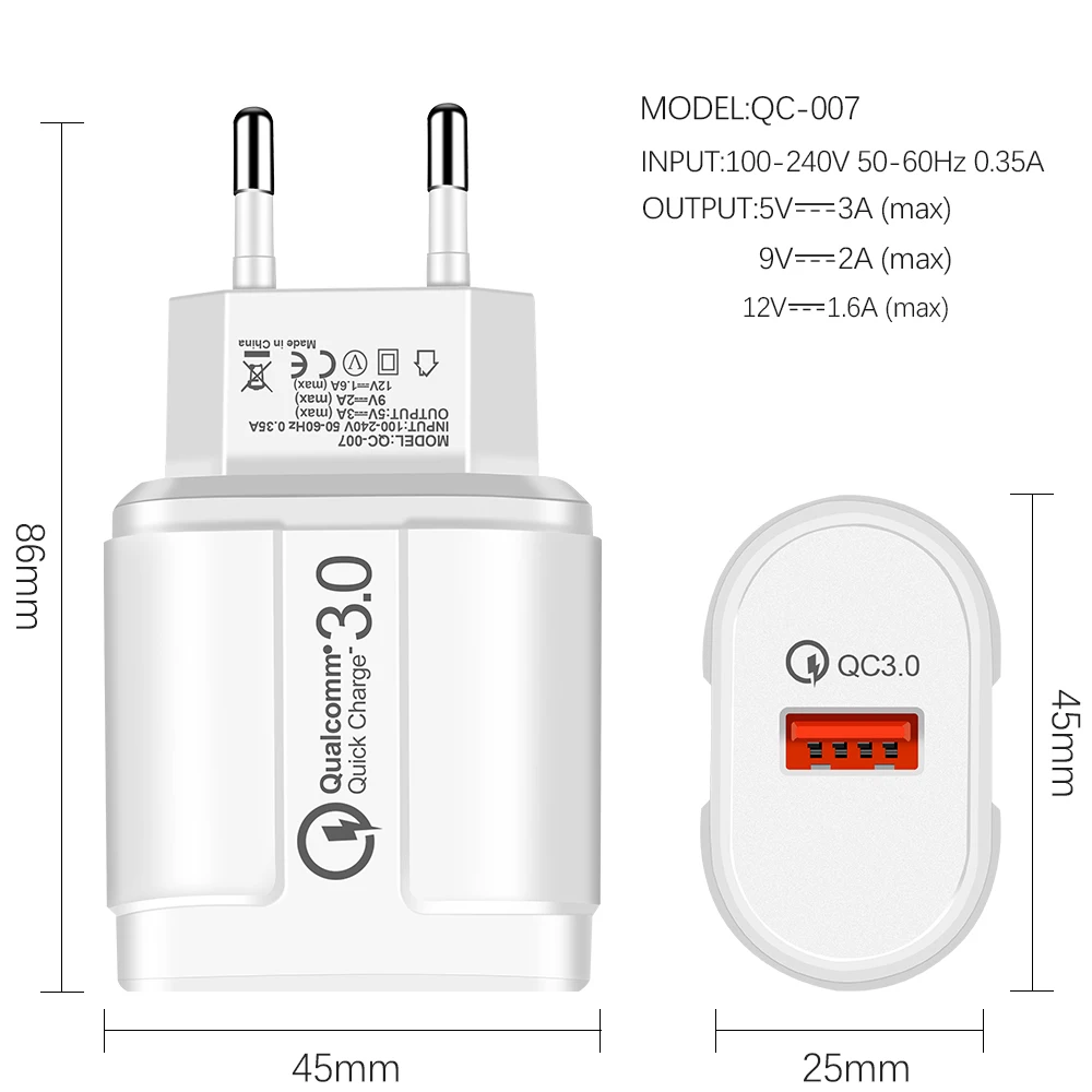 USB зарядное устройство Quick Charge 3 0 мобильный телефон для iPhone быстрое QC3.0 Huawei Samsung Galaxy