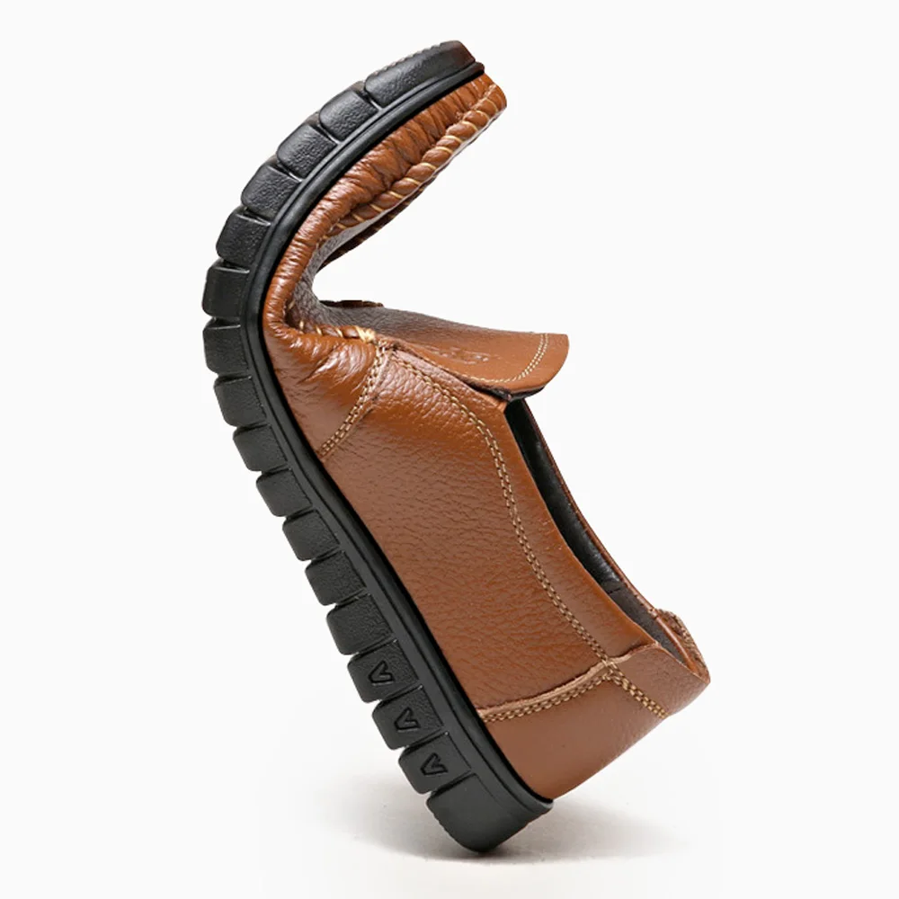 Мужские кожаные лоферы ручной работы Коричневые Мягкие повседневные