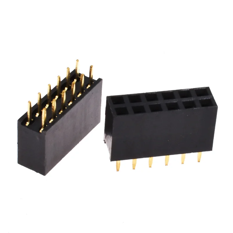 2x6Pin 10 шт. 2,54 мм 2 мм разъем женский набор 1X4 до 1X40 Pin 2X4 до 2X25 Pins один двойной ряд PCB разъем полосы контактный разъем - Цвет: 2x6Pin