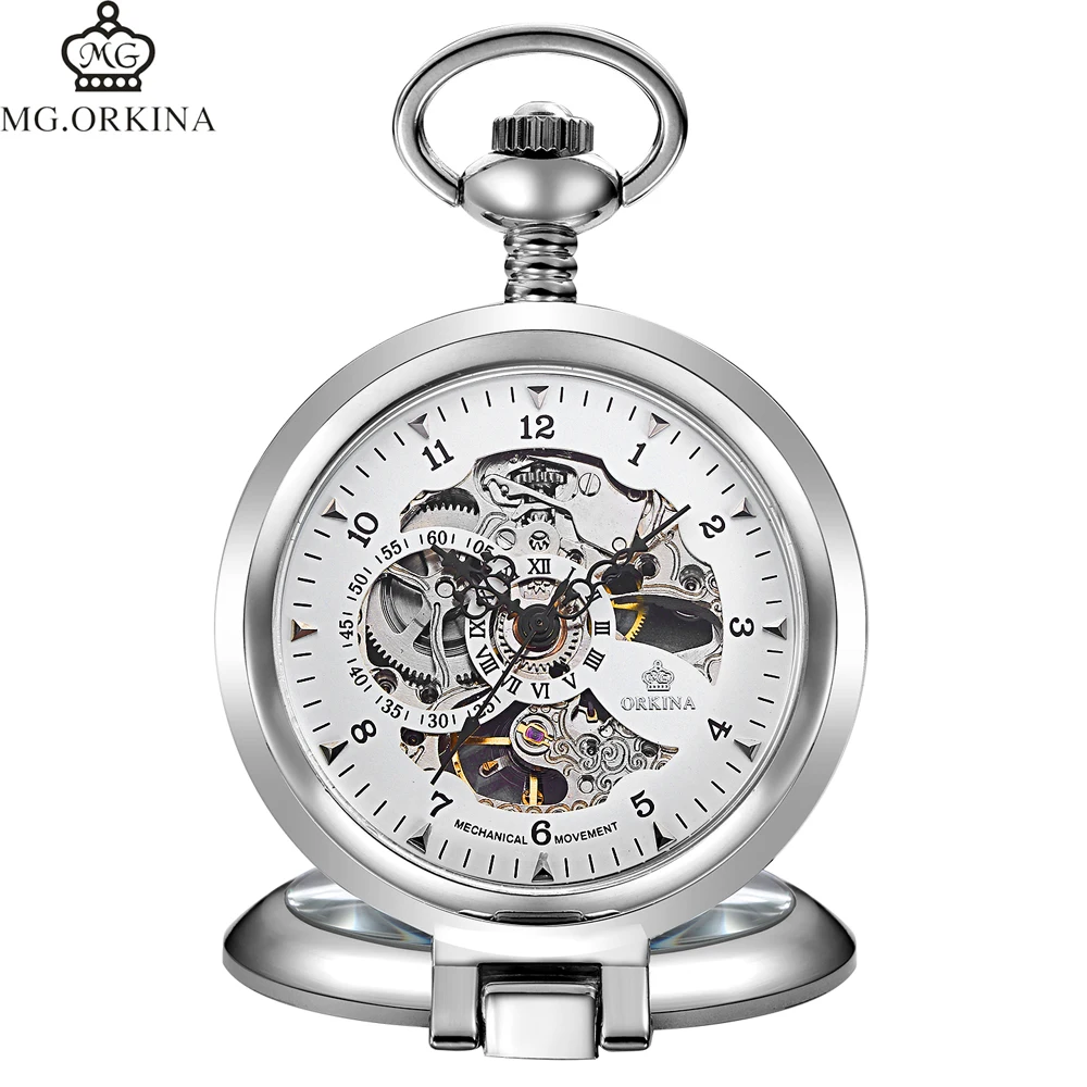 ORKINA карманные часы ретро дизайн ажурная Серия Скелет механика ручной ветер