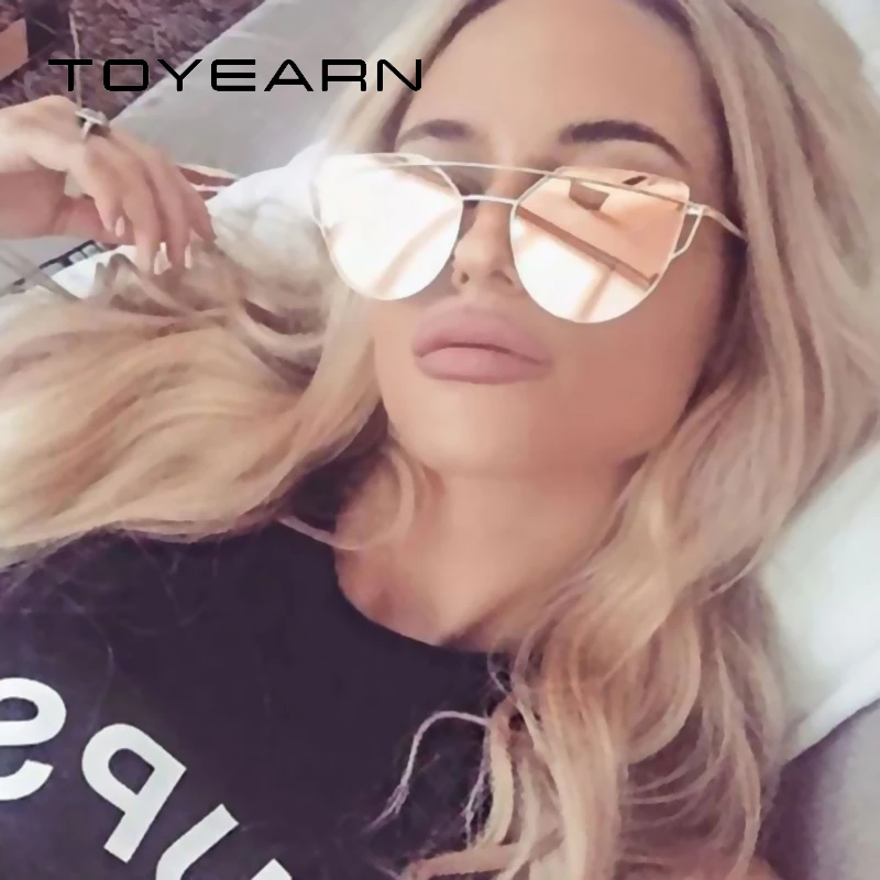 Модные Винтажные женские солнцезащитные очки TOYEARN кошачий глаз и мужские