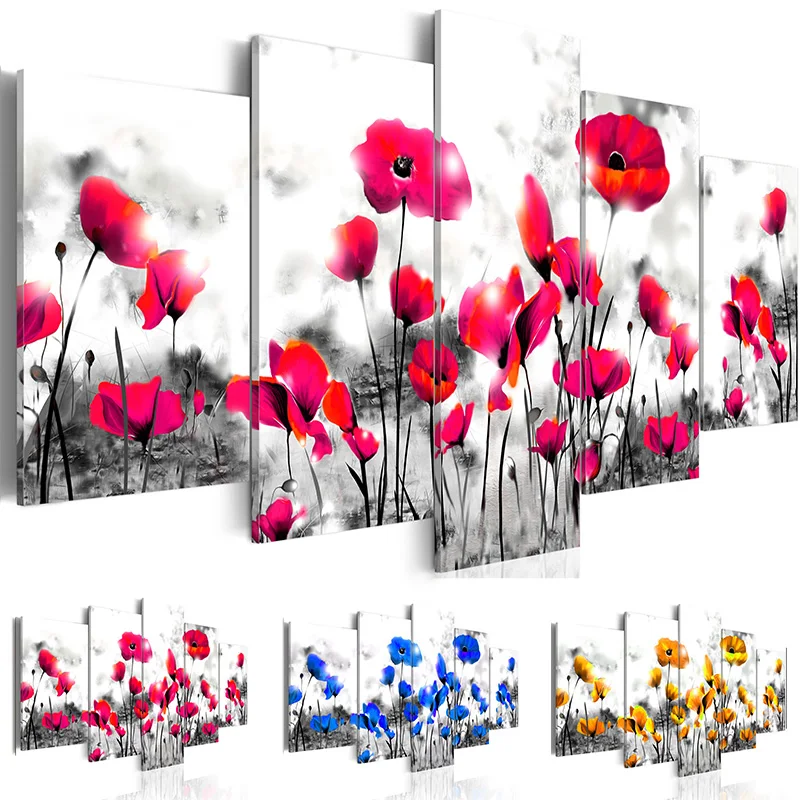 Фон для фотографирования с изображением ярко красного Поппи серого и белого