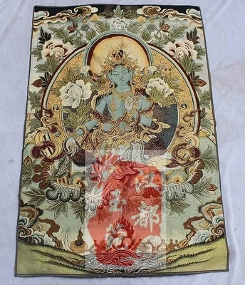 

Ancient Brocade Embroidery Painting (Mother Green Buddha) Section B 02
