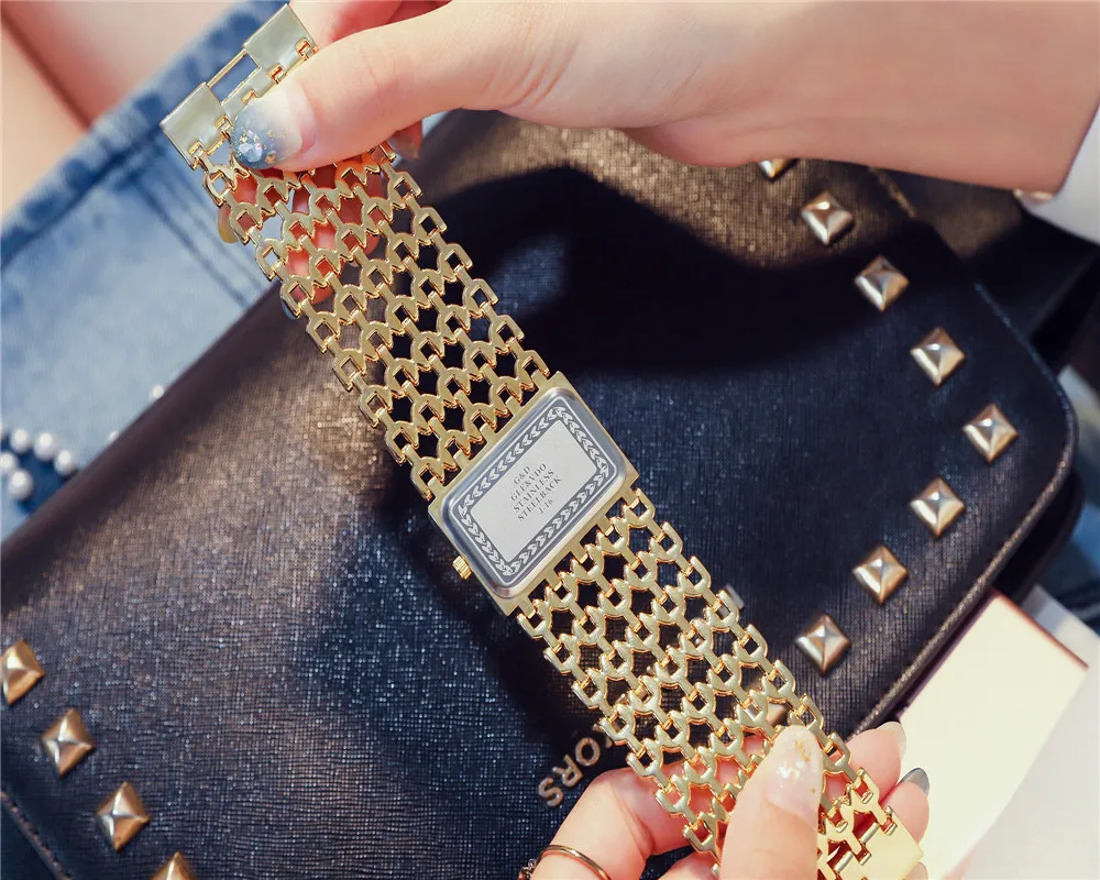 Часы наручные G & D женские кварцевые брендовые квадратные серебристые из