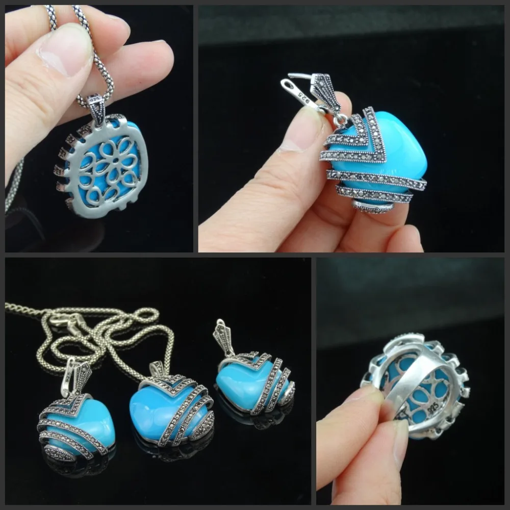 Feelgood Модный женский ювелирный набор турецких украшений серебряного цвета синий