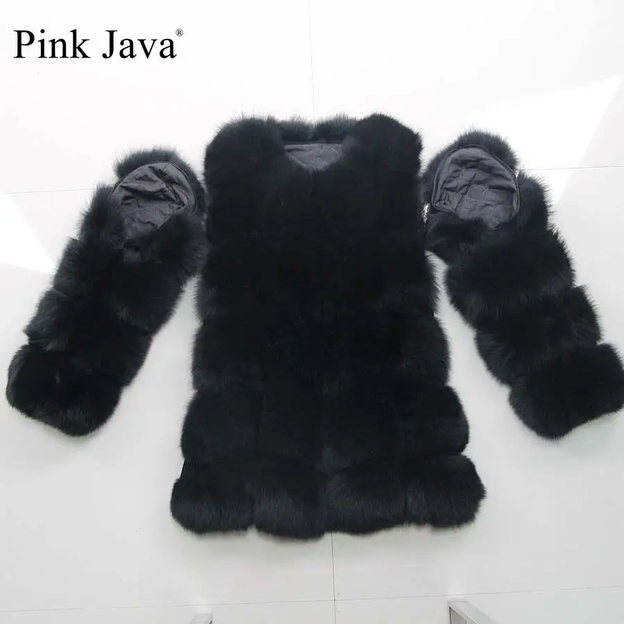 Розовый java QC8100 Бесплатная доставка Женская зимняя шуба из натурального Лисьего