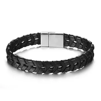 Leather Braid Bracelet Knitted Magnetic Clasp 4
