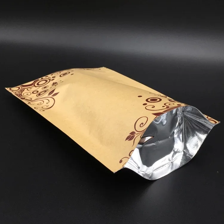 

Size:18*26cm Kraft Paper Gift Bag For Tea Powder Nut Food Cookie Packaging Zip Lock Bags Brown stand up Kraft paper bags