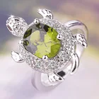 Женское кольцо с камнем, в виде черепахи, оливково-зеленого цвета