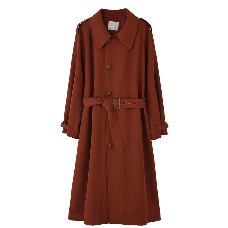 

Female Autumn Clothes 2020 New Arrival Women's Trench Coat With Belt Vintage Outdoor Warm Long Trench Loose Outwear Large Size